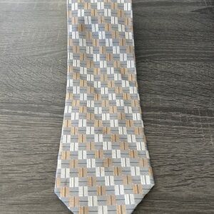 JOSEPH & FEISS TIE  Silk  Gray Geometric Checkered Pattern Necktie 59 X 3.75